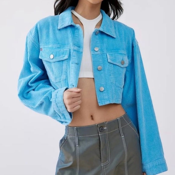 Urban Outfitters Jackets & Blazers - URBAN OUTFITTERS BDG Carissa Corduroy Cropped Jacket Short Blue Size Large